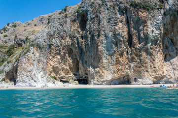 Fototapeta na wymiar Seacoast of Palinuro with its wonderful crystal clear water sea and caves