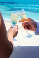 Champagne Toast At A Destination Wedding Bride And Groom