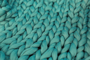 Merino wool handmade knitted large blanket