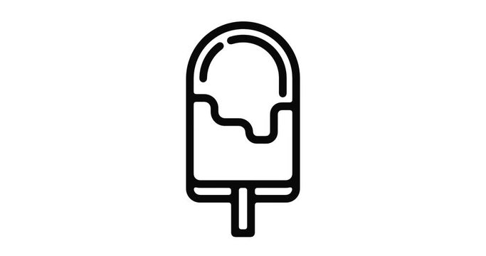 Ice cream line icon motion graphic animation with alpha channel.