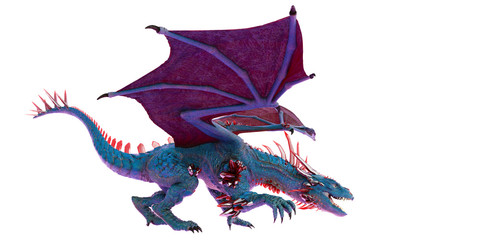 cristal red blue dragon in a white background