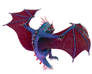 cristal red blue dragon in a white background