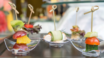 Canape mini snacks in the restaurant