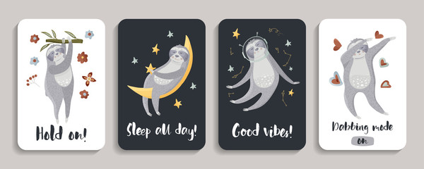 Templates for mobile phone covers with sloths. © trihubova