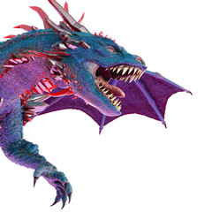 cristal red blue dragon in a white background