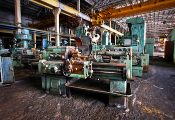 Machines at an abandoned machine-building factory