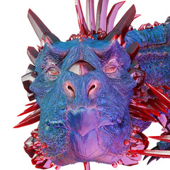 cristal red blue dragon in a white background