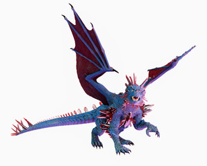 cristal red blue dragon in a white background
