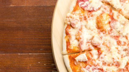 Homemade pizza with sausage and cheese