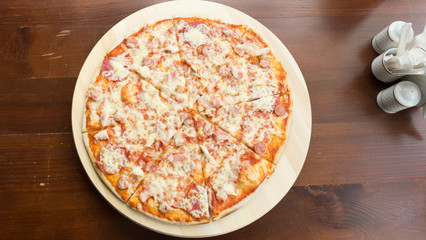 Homemade pizza with sausage and cheese