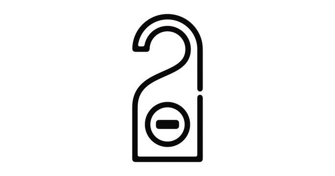 DND sign line icon motion graphic animation with alpha channel.