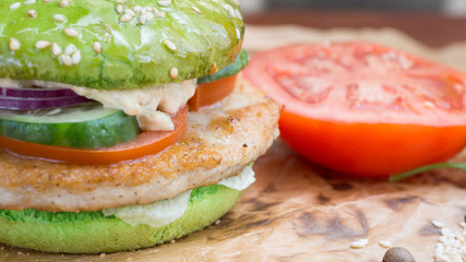 Homemade colored burgers
