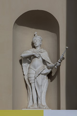 Statue of lithuanian duke on the wall of Vilnius Cathedral