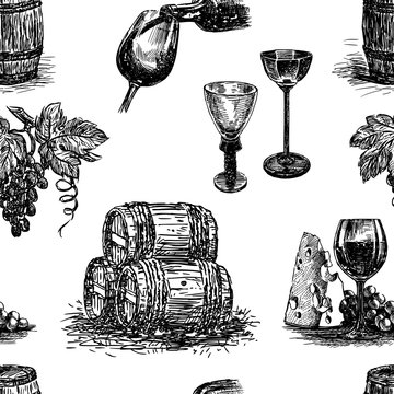 Vector pattern of theme of  wine making