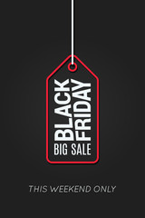 black friday tag line on black background