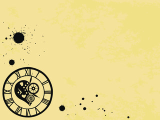 Watches in the Victorian style on old paper background, hand drawn. Vector illustration