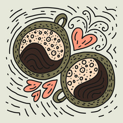 Doodle Coffee Cup Vector Illustration.