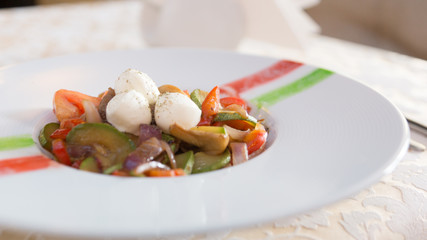 Beef Stew with Homemade Cheese and Vegetables