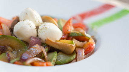 Beef Stew with Homemade Cheese and Vegetables