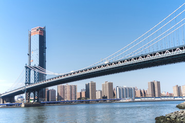 Fototapeta na wymiar New York, Brooklyn bridge, Lower Manhattan, USA