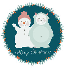 Yeti and snowman card