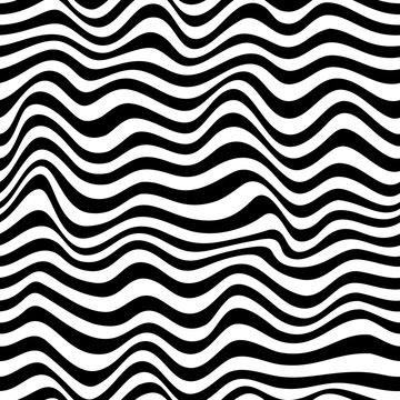 Vector seamless striped background. Geometric background with curved lines.