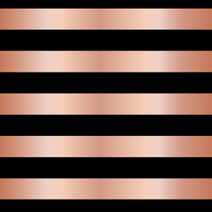 Materiał do szycia Copper rose gold foil stripes on black seamless vector pattern background. Horizontal metallic shiny lines. Christmas, New year, wallpapers, scrap booking, wedding, party invite, birthday celebration