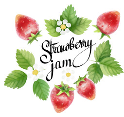 Strawberry jam - cute watercolor tag