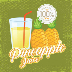 Pineapple juice vector. Vintage pineapple label design. Retro pineapple poster design. Vintage fresh pineapple juice vector illustration