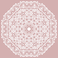 Elegant vintage vector ornament in classic style. Abstract traditional pattern with oriental elements. Classic vintage round white pattern