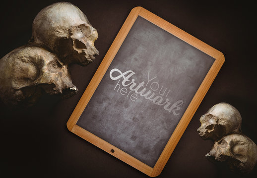 Blackboard with Skulls Mockup
