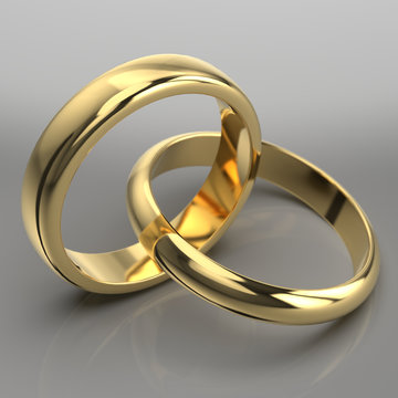 Wedding rings on gradient background. 3d render. 