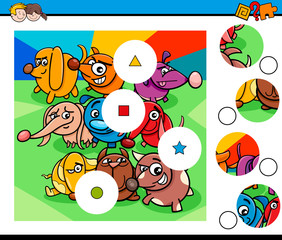 match pieces puzzle game with dogs