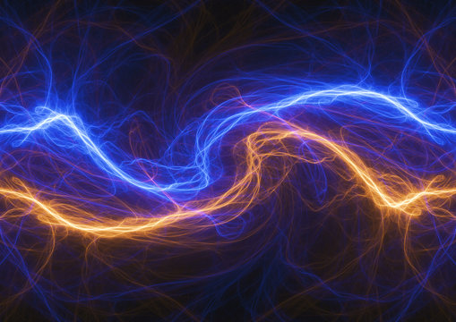 Fire and ice electrical lightning, abstract plasma background