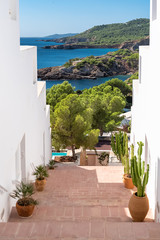 Ibiza, typical staircase with view on the sea
