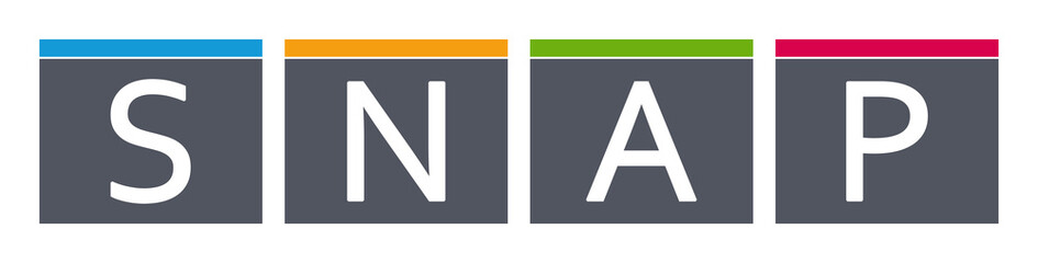 Snap - letters written in gray boxes on white background