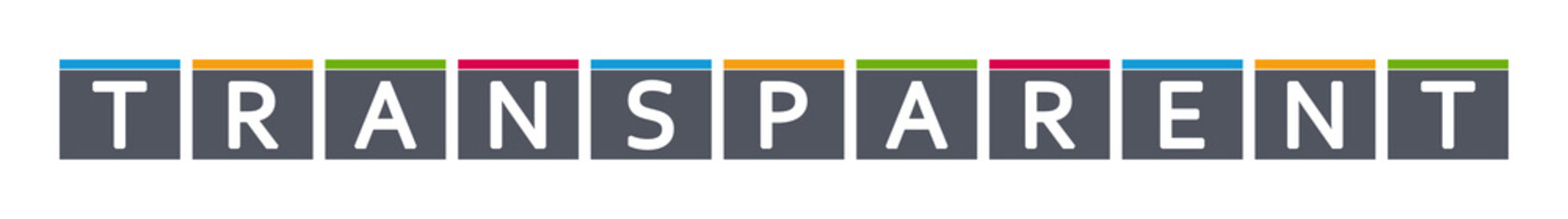 Transparent - letters written in gray boxes on white background