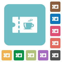 Coffee house discount coupon rounded square flat icons