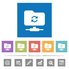Refresh ftp flat white icons in square backgrounds