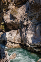 Kamennomostsky canyon - part of the gorge of the Belaya River, which is equipped with a guided tour. Khadzhokhskaya gorge