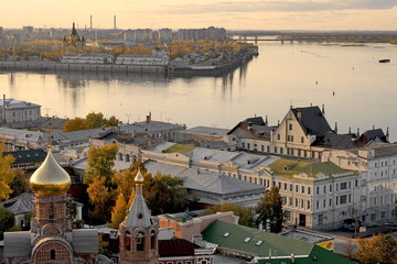 Evening. Nizhny Novgorod. The Arrow of the River Oka and Volga