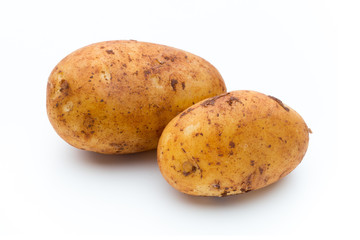 A bio russet potato isolated white background.