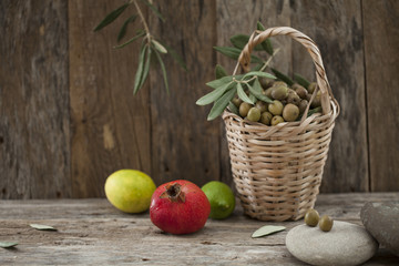 olive oil over wooden table