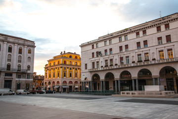 Fototapeta na wymiar The panorama of Piazza della Vittoria square, Brescia, Italy