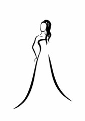 silhouette of a young woman in beautiful dress
