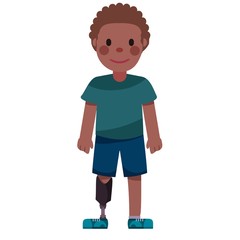 Disabled boy with a prosthetic leg