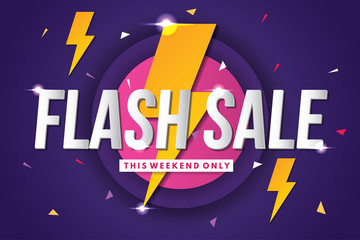 Flash sale banner template design. Abstract sale banner. Vector illustration.