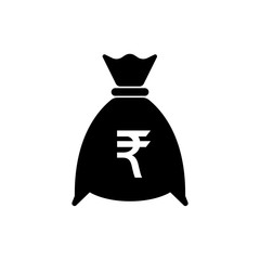 bag of money with an Indian rupee. vector illustration in a flat style on a white background