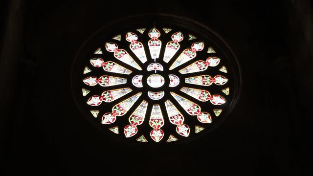  Stained Glass Window In Old Church