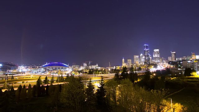 Hyperlapse of Seattle highways at night